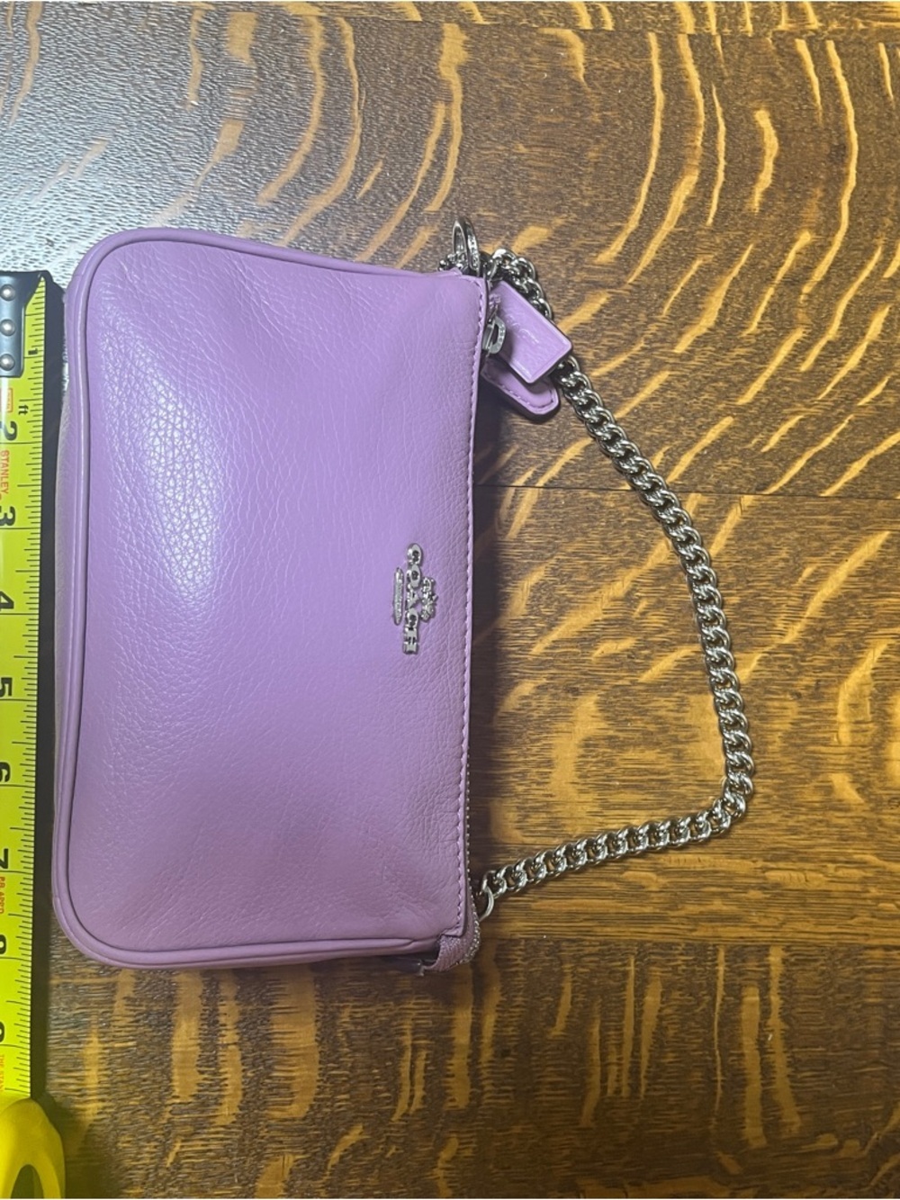 Coach Purple Pebbled Leather Nolita Silver Chain Small Shoulder Bag - Picture 7 of 8